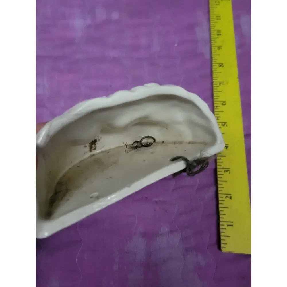 Vintage White Cream Wall Pocket Victorian Face Medusa? Signed Numbered